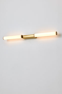 Signal 720 double neon wall light in satin brass - Wall lights by CVL Luminaires