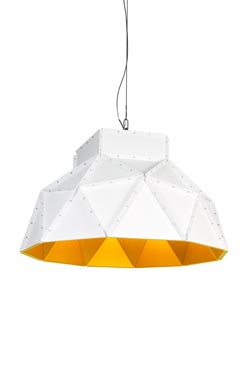Apollo grande suspension blanche intérieur laiton - Suspension by Dark