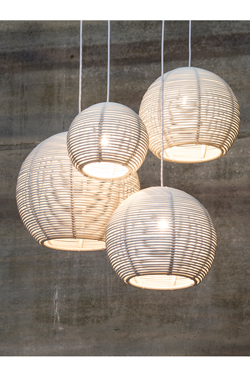 Black rattan ball pendant light 30cm