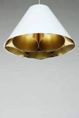 Conical pendant lamp in white and gold metal - Pendants by Dark