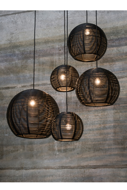 Suspension boule en rotin blanc 40cm