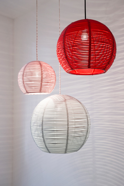 Suspension boule en rotin blanc 40cm