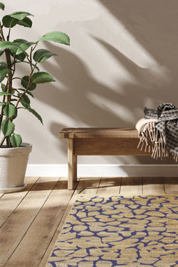 Blue Sand tapis bleu et toile de jute naturelle 120x170cm