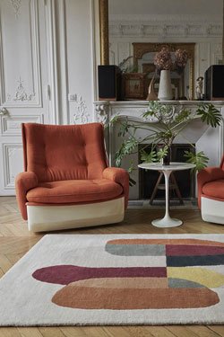 Pluriel multicolore tapis contemporain tons chauds 120x170cm