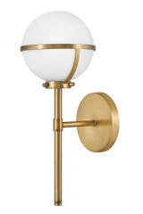 Applique de salle de bain Art Déco dorée et opale Hollis - Salle de bains by Elstead Lighting