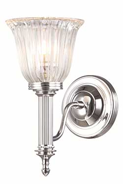 Applique murale salle de bain en flambeau de chrome et verre cannelé Carroll 1 - Salle de bains by Elstead Lighting