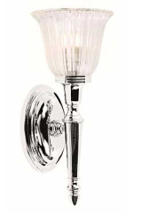 Applique murale salle de bain en flambeau lisse en chrome et verre cannelé Dryden 1 - Salle de bains by Elstead Lighting