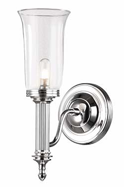 Applique murale salle de bain flambeau cannelé et verre transparent Carroll 2 - Salle de bains by Elstead Lighting