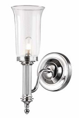 Applique murale salle de bain flambeau cannelé et verre transparent Carroll 2 - Salle de bains by Elstead Lighting