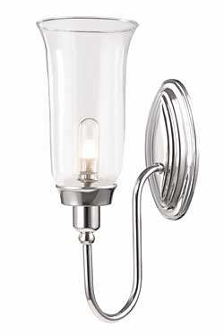 Applique murale salle de bain tige de chrome et verre transparent Blake 2 - Salle de bains by Elstead Lighting
