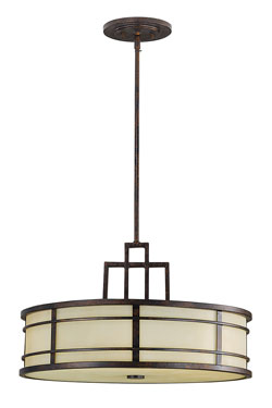 Grande suspension Art déco en métal et verre Fusion - Suspension by Elstead Lighting