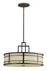 Grande suspension Art déco en métal et verre Fusion - Suspension by Elstead Lighting