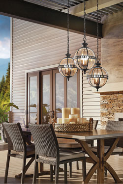 Halleron suspension d'extérieur boule en verre 3 lumières