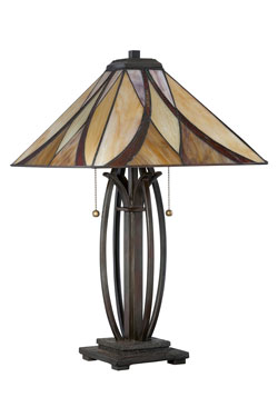 Lampe de table Art Nouveau Tiffany ambrée Asheville
