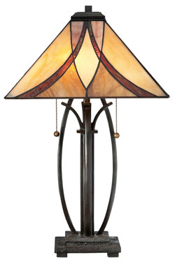 Lampe de table Art Nouveau Tiffany ambrée Asheville