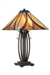 Lampe de table Art Nouveau Tiffany ambrée Asheville - Lampe de table by Elstead Lighting