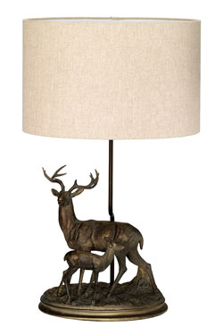 Lampe de table cerf et faon en bronze Amelia