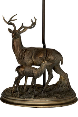 Lampe de table cerf et faon en bronze Amelia