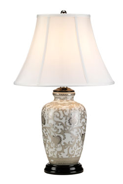 Lampe de table classique en porcelaine craquelée et argentée - Lampe de table by Elstead Lighting