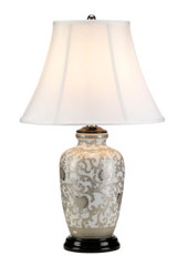 Lampe de table classique en porcelaine craquelée et argentée - Lampe de table by Elstead Lighting