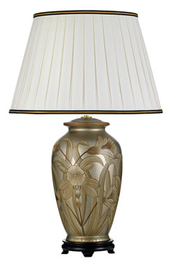Lampe de table en céramique beige et argent Dian