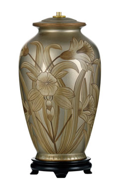 Lampe de table en céramique beige et argent Dian