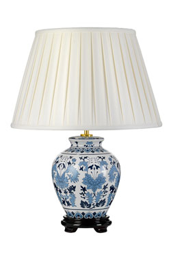  Lampe de table en céramique bleue et blanche Linyi