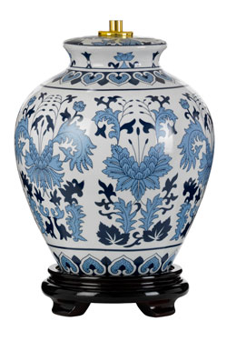  Lampe de table en céramique bleue et blanche Linyi