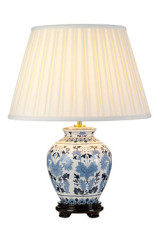  Lampe de table en céramique bleue et blanche Linyi - Lampe de table by Elstead Lighting
