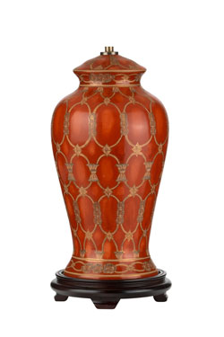 Lampe de table en céramique orientale rouge corail Datai