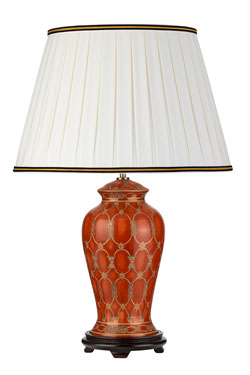 Lampe de table en céramique orientale rouge corail Datai - Lampe de table by Elstead Lighting
