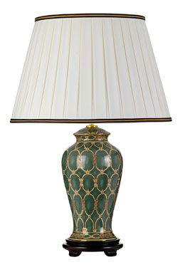 Lampe de table en céramique verte et or Sashi