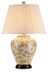 Lampe de table en porcelaine motif feuillage doré - Lampe de table by Elstead Lighting