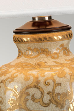 Lampe de table porcelaine craquelée et dorée