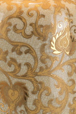 Lampe de table porcelaine craquelée et dorée