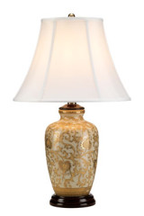 Lampe de table porcelaine craquelée et dorée - Lampe de table by Elstead Lighting