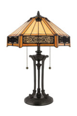 Lampe de table Tiffany fer forgé et verre ambré - Lampe de table by Elstead Lighting