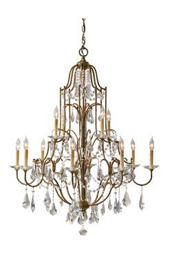 Lustre 12 lumières en bronze vieilli collection Valentina - Lustre by Elstead Lighting