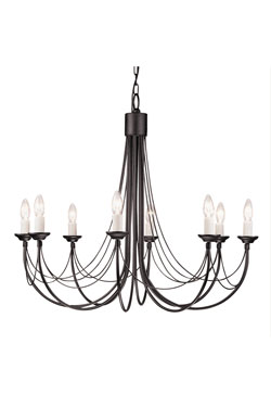 Lustre 8 lumière gothique noir Carrisbrooke - Lustre by Elstead Lighting