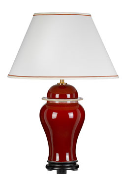 Oxblood lampe de table en céramique rouge vernis