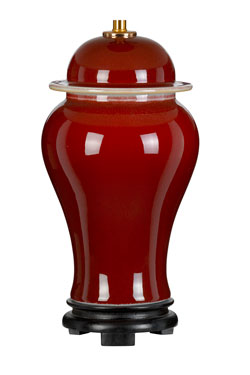 Oxblood lampe de table en céramique rouge vernis