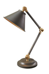 Petite lampe de bureau ou chevet en métal gris et laiton vieilli - Lampe de bureau by Elstead Lighting