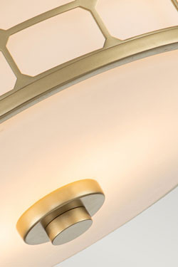  Plafonnier de salle de bain Art Deco doré et opale Guardian