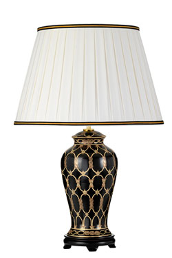 Taipei lampe de table céramique noire et or