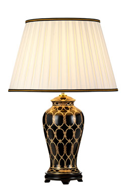 Taipei lampe de table céramique noire et or - Lampe de table by Elstead Lighting