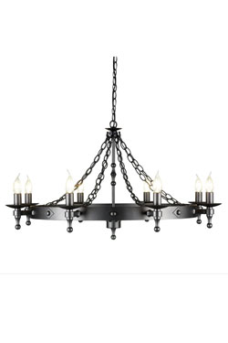 warwick lustre 5 lumière médiéval noir