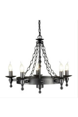 warwick lustre 5 lumière médiéval noir - Lustre by Elstead Lighting