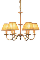 Adara six-light chandelier in aged bronze and pleated fabric - Chandeliers by Estro