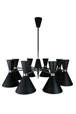 Diva lustre 8 lumières noir  - Lustre by Estro
