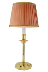 Lampe de chevet en bronze poli et abat-jour rose saumon Boston - Lampe de table by Estro
